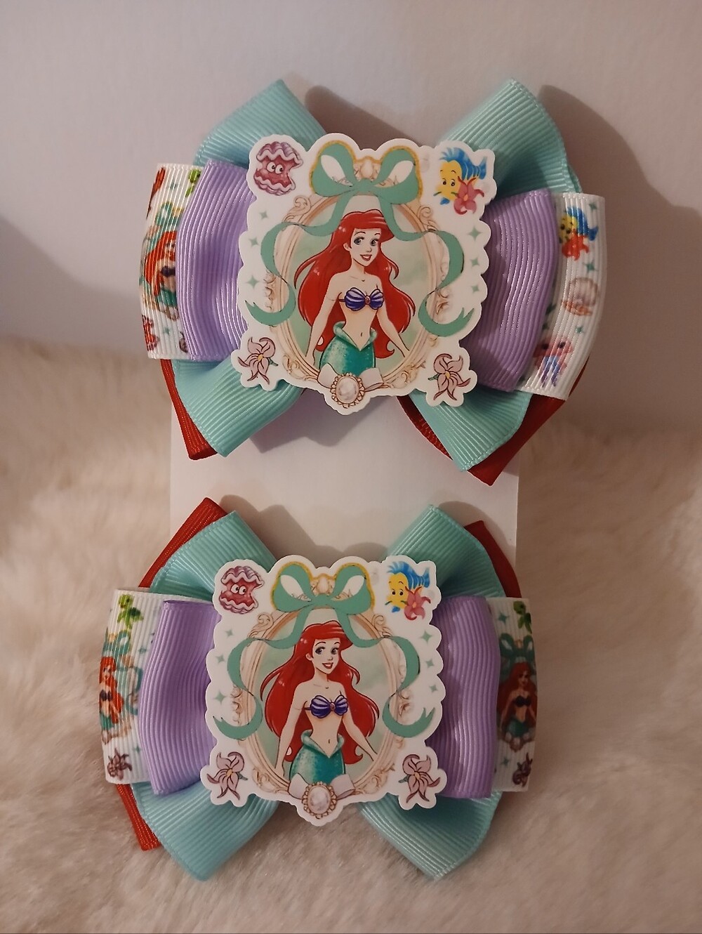 Hair Bows Set Princess Ariel